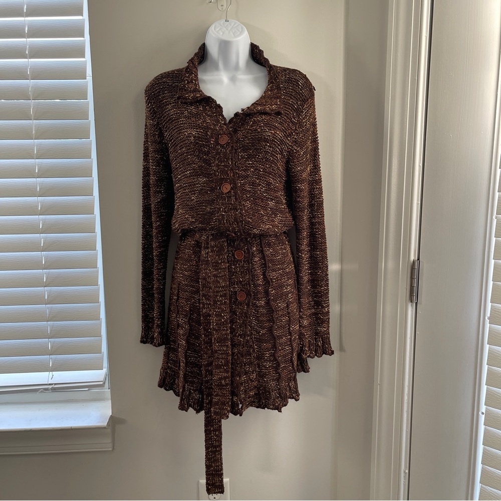 BCBGMaxAzria Brown Knit/Cardigan Dress